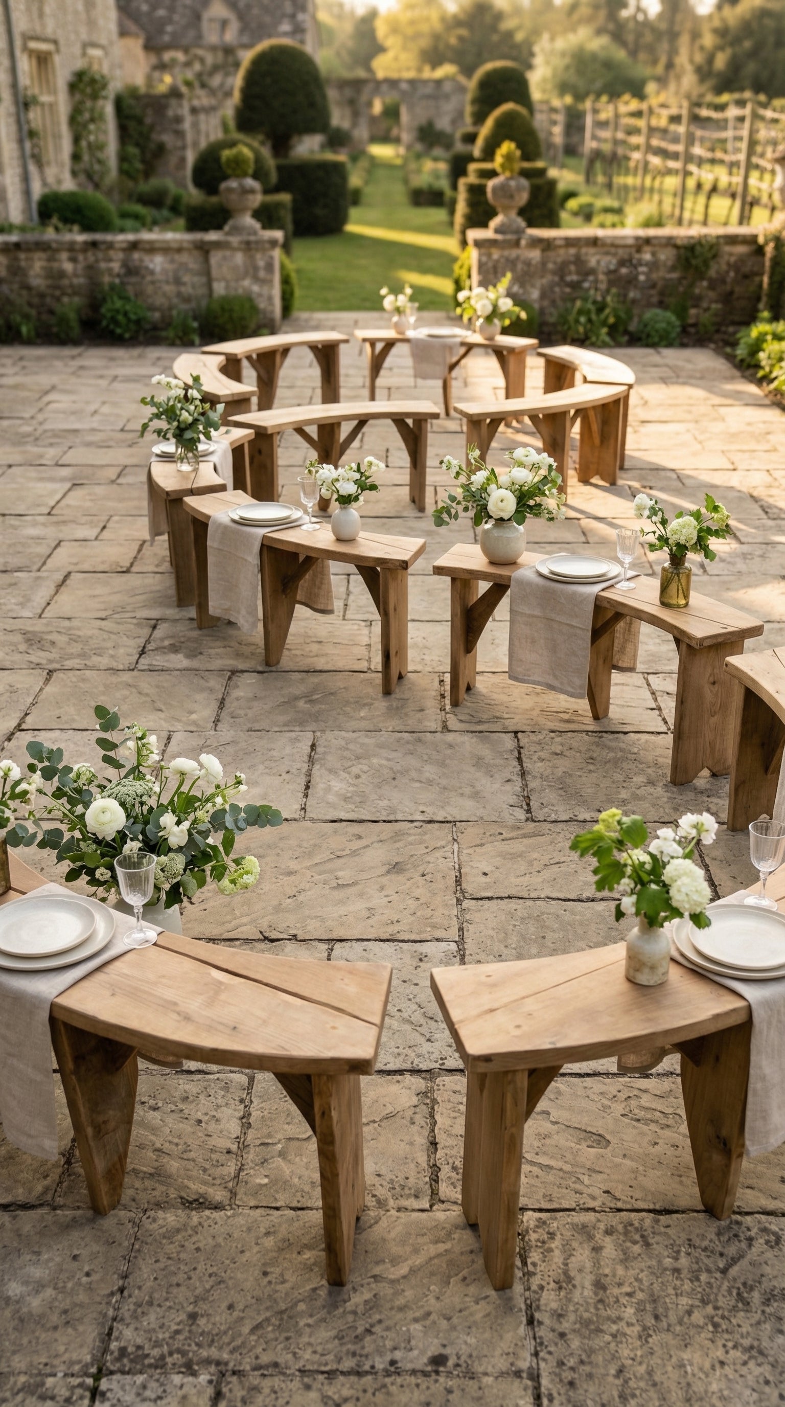 bespoke curved oak bench garden furniture UK