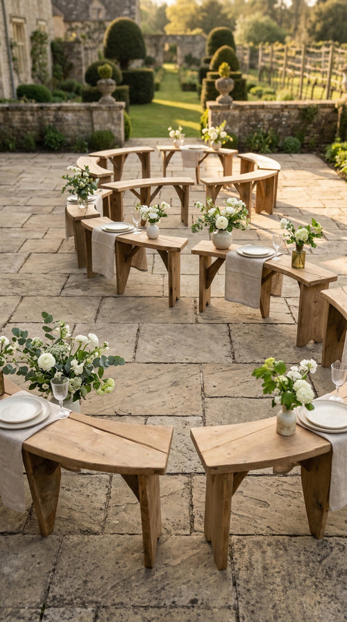 bespoke curved oak bench garden furniture UK